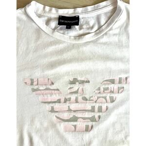Emporio Armani Logo Graphic T-Shirt White Camouflage Eagle Tee Size M